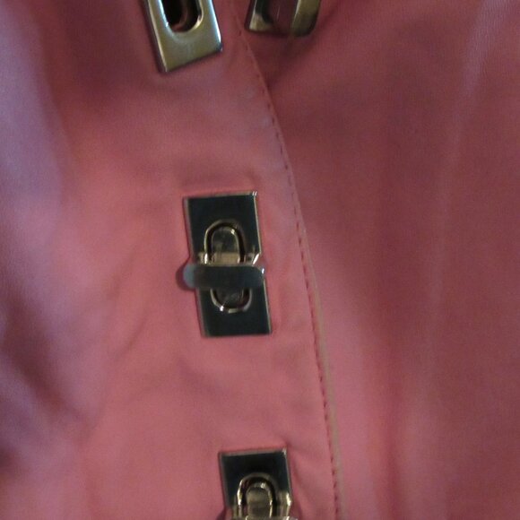 Lisa International Lamb Skin Vest Women's Size Large Pink Toggle Closure Pockets - Picture 3 of 6